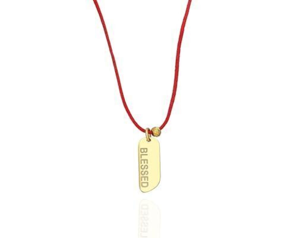 6315 18k Gold Necklace with BLESSED Affirmation Pendant, Elegant String